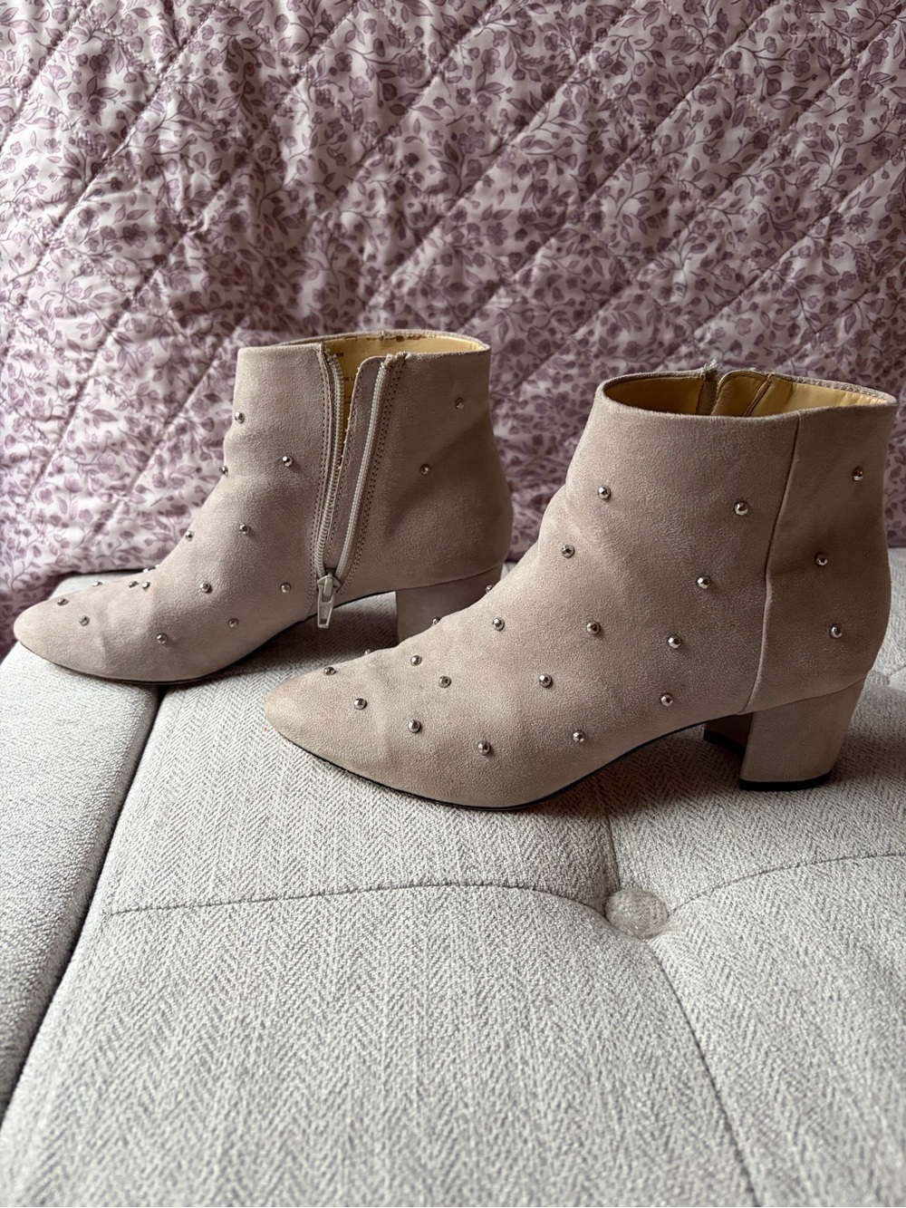 Katy Perry Collections Taupe Studded Suede Ankle Boots